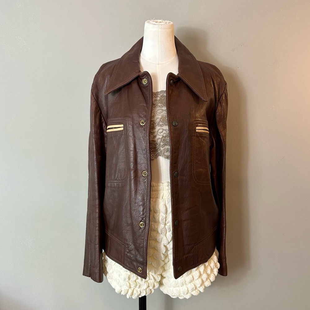 TRUE VINTAGE brown leather jacket